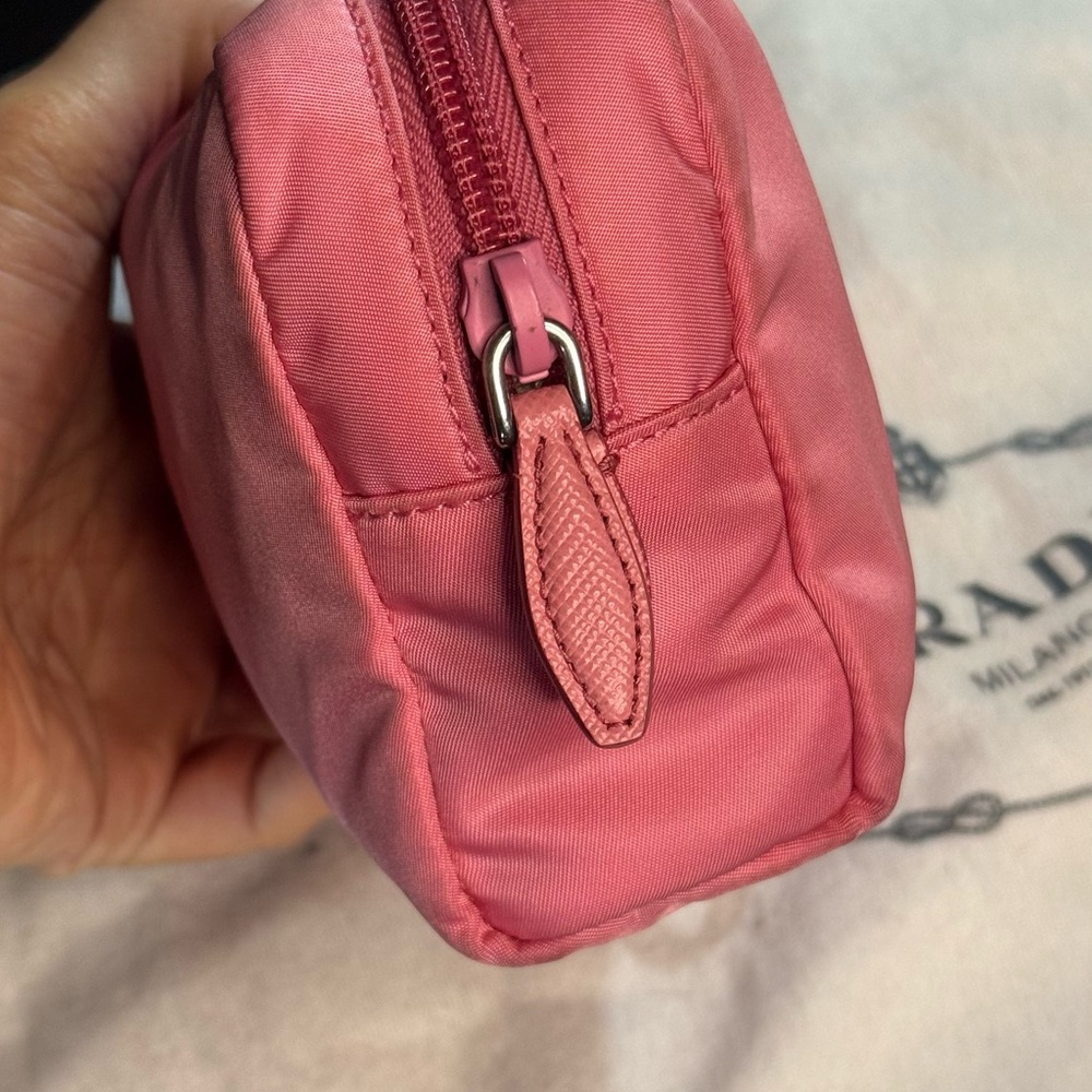 Prada Pink Nylon Wristlet Pouch with Triangle Logo Saffiano trim - Picture 5 of 12